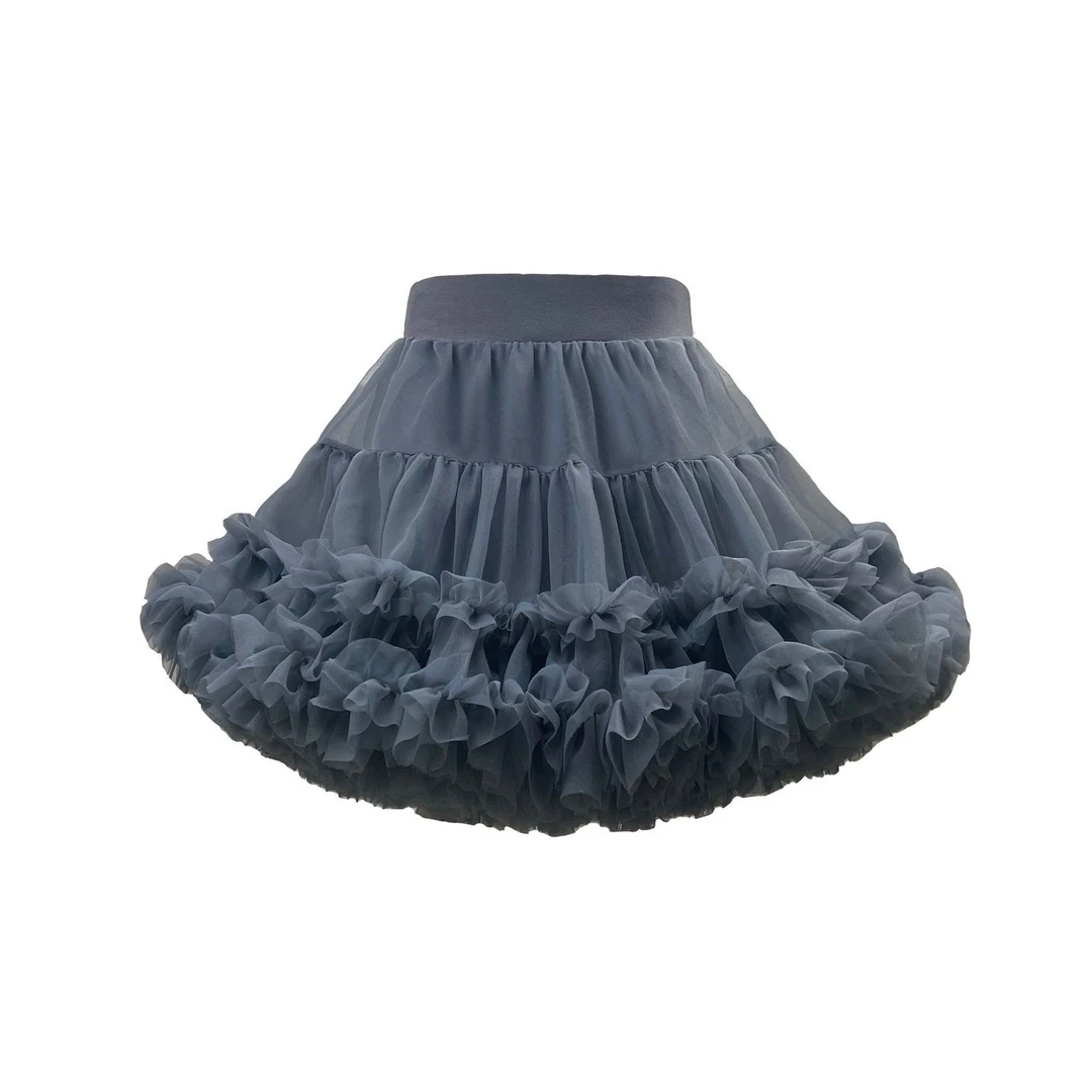 简陋[甜甜圈灰色]双花边Tutu半身裙