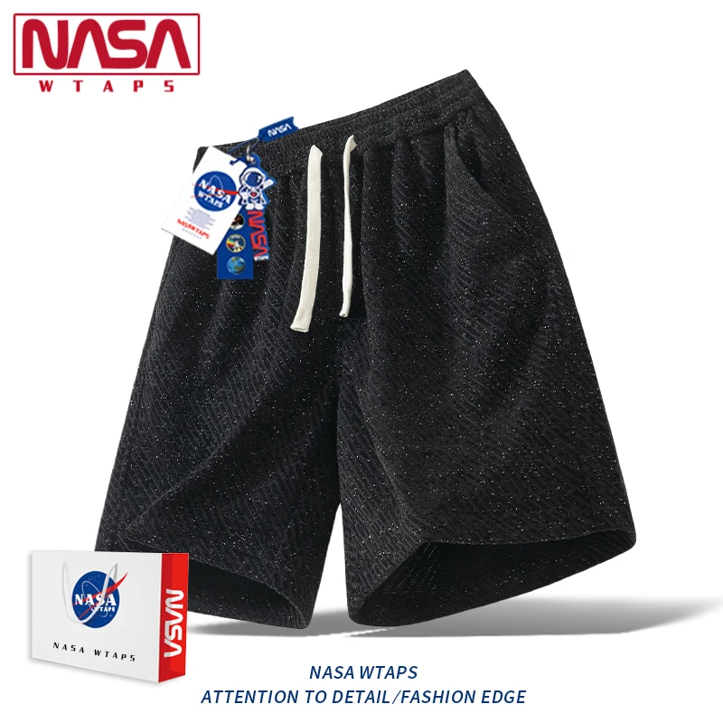 NASA WTAPS斑马纹短裤男夏季外穿潮流大码男款痞帅休闲五分裤衩子