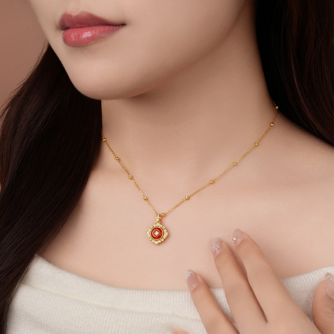 【周大生】红运聚财玛瑙项链精美套链新年礼物送女友 S0N302070CH