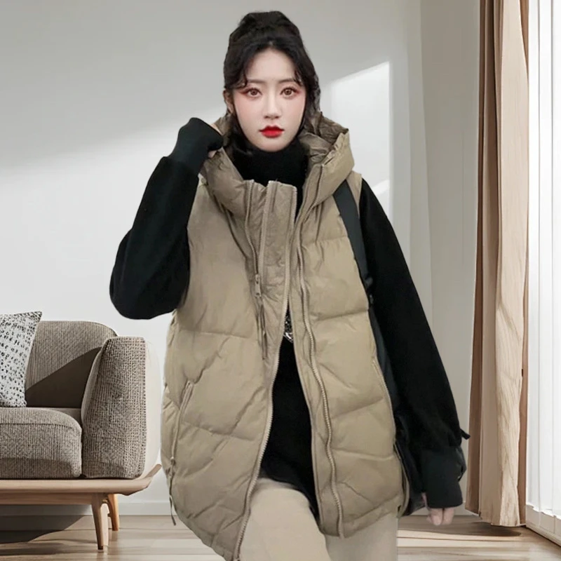DUCURNO连帽马甲羽绒女冬季2026年新款休闲气质加厚保暖短款外套