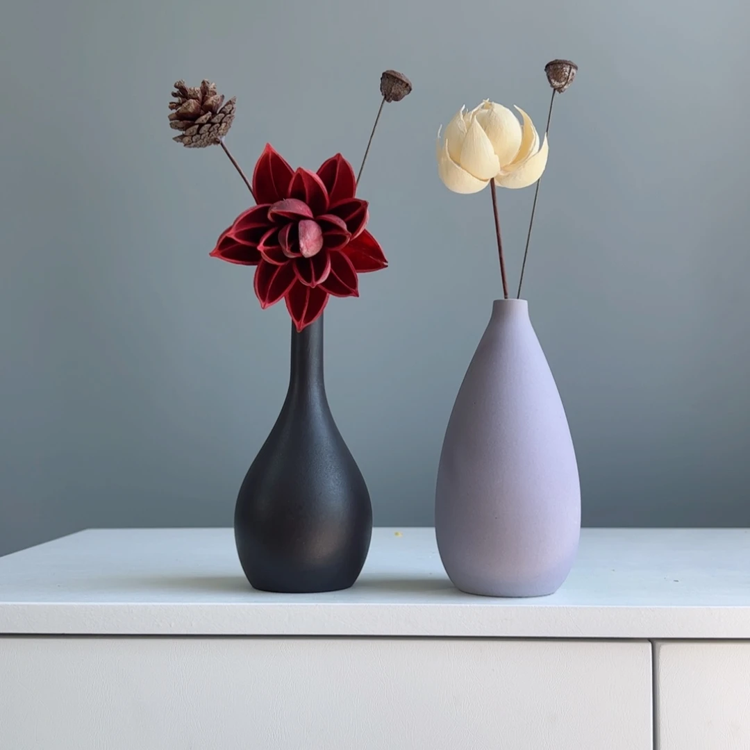 摆件陶瓷小花瓶摆件含花总高约20-30cm