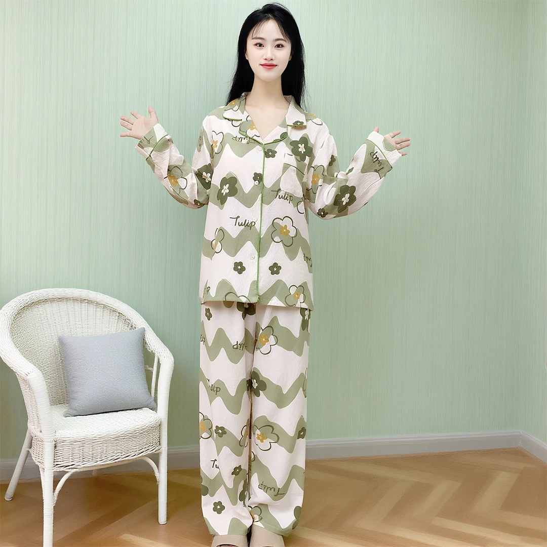 云朵棉薄款睡衣2025新款女士春秋季长袖大码可外穿家居服套装Y170