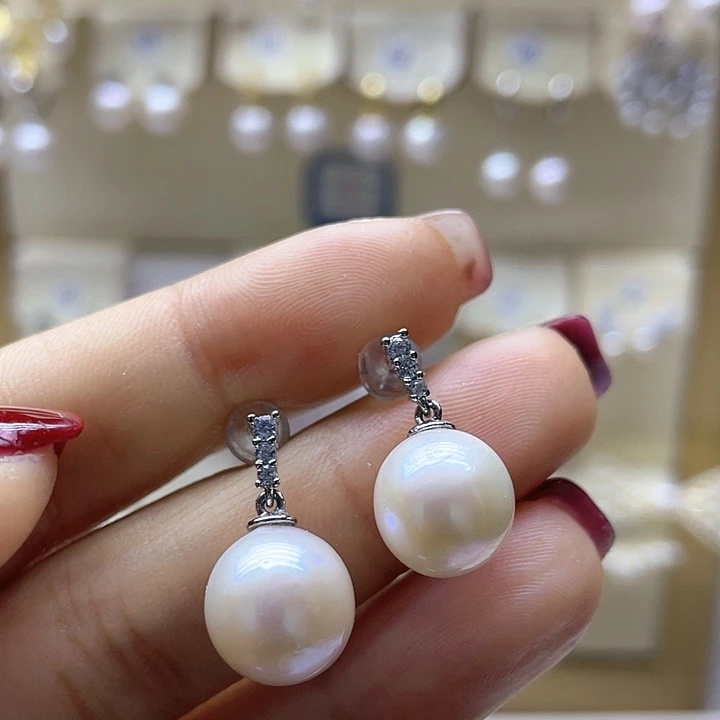 淡水珍珠耳饰银S925镶嵌