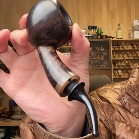 昌化石印石石楠木手工制作烟斗