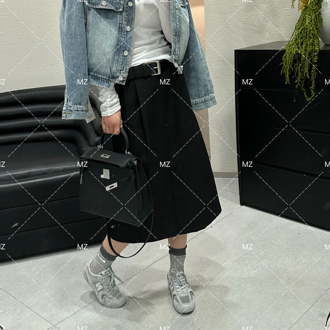 【格子家】韩版设计感高腰显瘦不规则半身裙A749