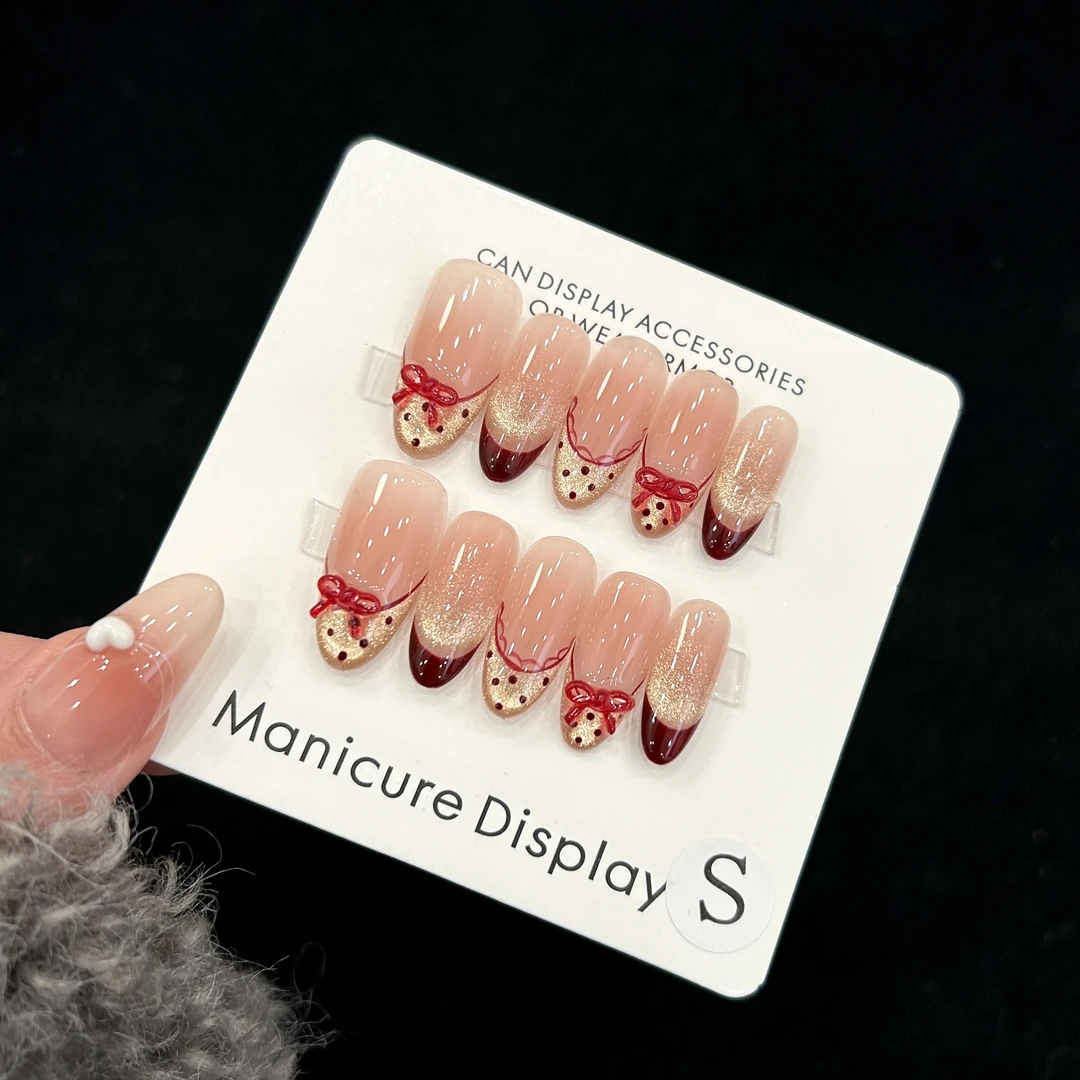 【蕾丝波点】蓝珊手工穿戴甲秋冬显白简约纯欲气质百搭美甲贴片