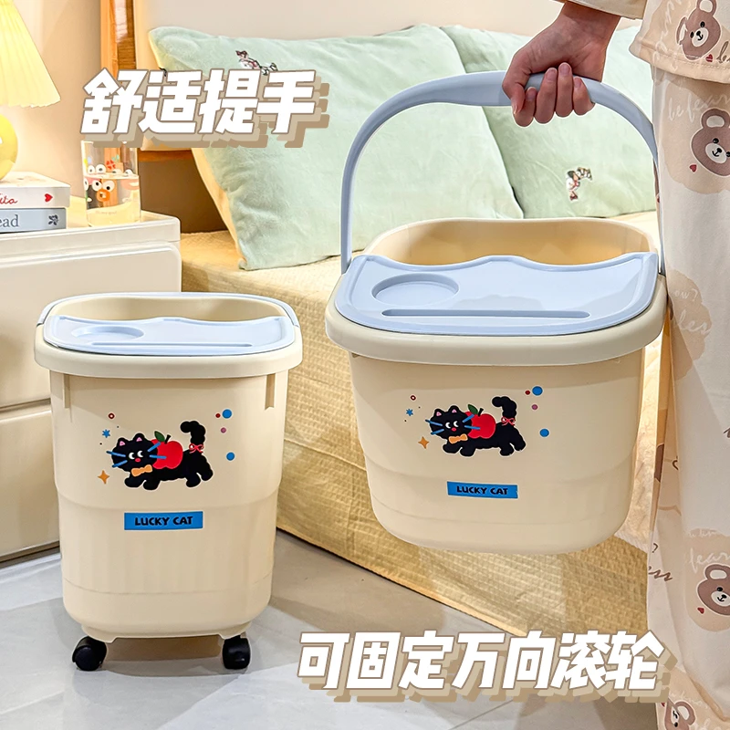 带轮泡脚桶家用过小腿高深女士洗脚盆秋冬保温过膝养生按摩足浴桶