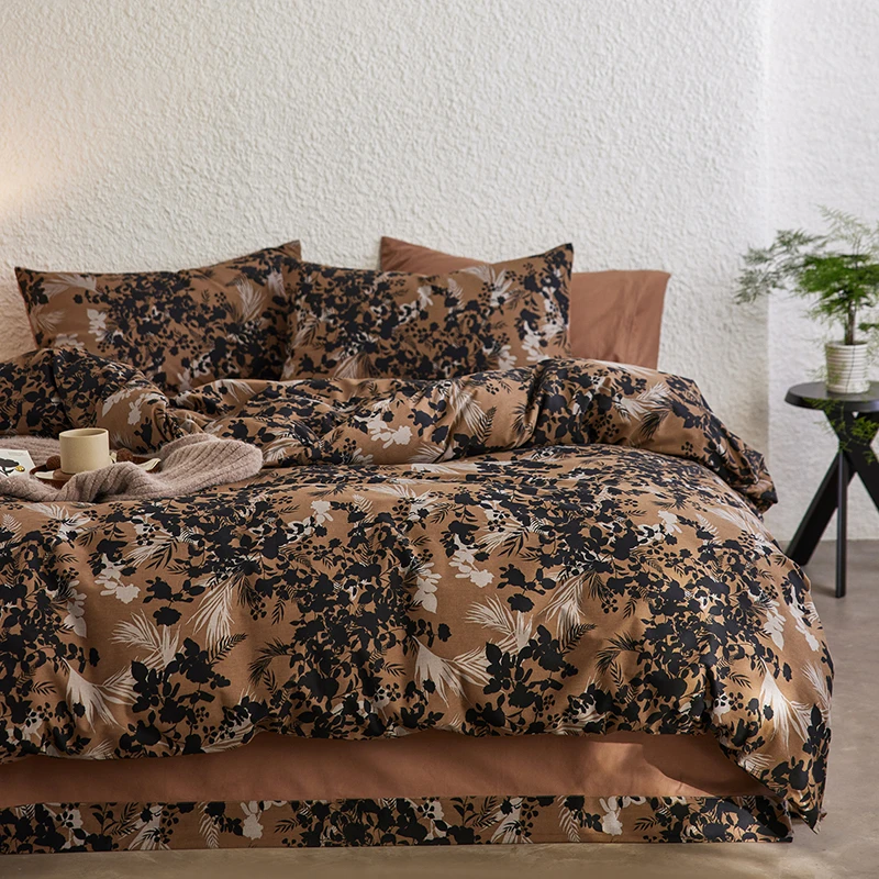 新款全棉高密陶瓷磨毛印花床单四件套家用时尚好看床品套件四季