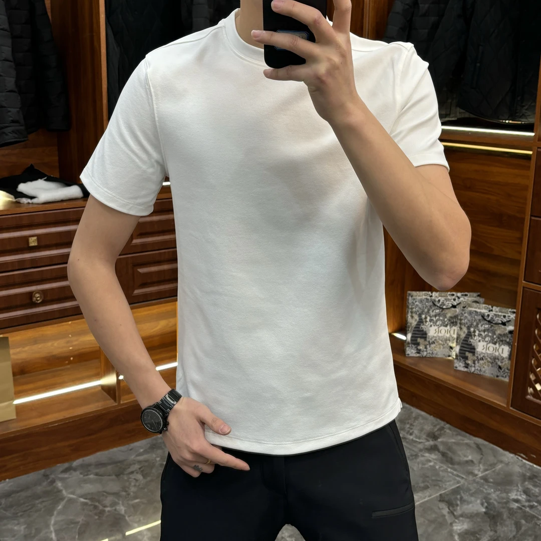 33643夏季新款商务休闲四色净版圆领半袖男士百搭潮流T恤纯色时尚