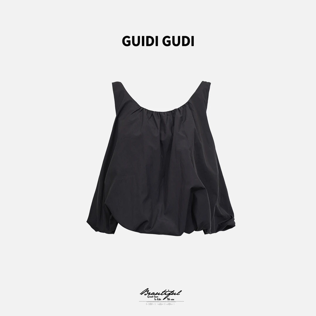 GUIDI GUDI【兰博】气质休闲吊带背心/黄加蓝