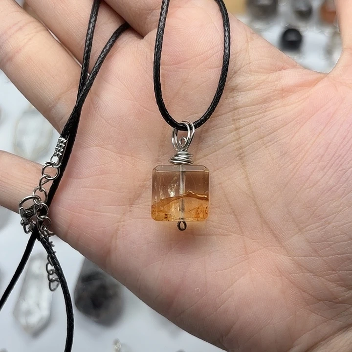 颈饰未镶嵌水晶14mm+胶花闪灵钻方糖项链