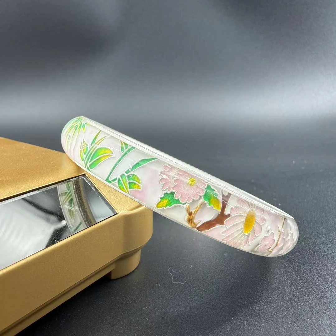 足银珐琅手镯 足银999珐琅彩古法拍平工艺手镯