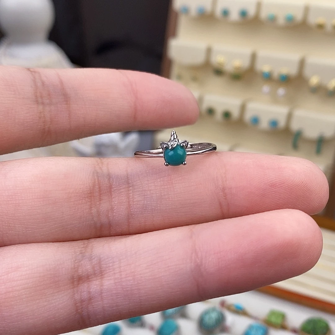 绿松石戒指银S925镶嵌