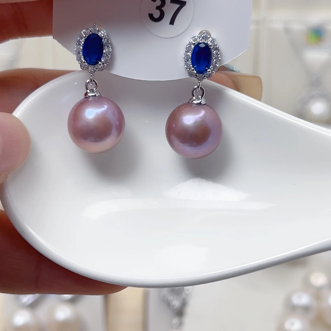 耳饰银S925镶嵌淡水珍珠