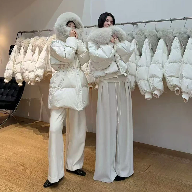 新款冬羽绒服女狐狸毛领短款韩版时尚保暖加厚外套小个子保暖外套