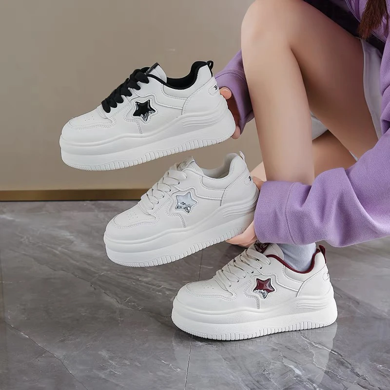 7056 小白鞋女鞋春季新款厚底增高休闲鞋爆款百搭学生运动板鞋
