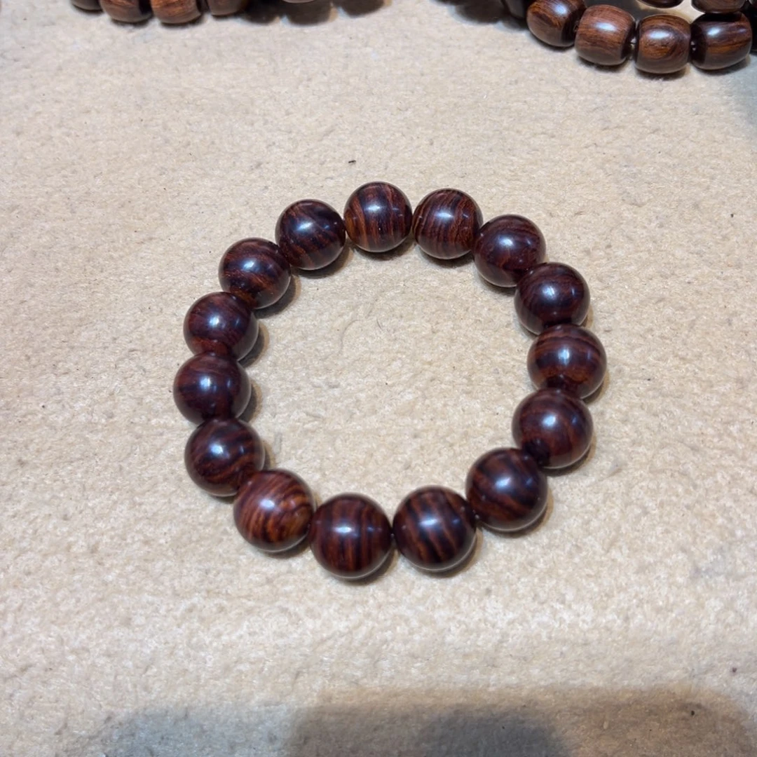 黄花梨/降香黄檀手串/手链1.5海黄头货紫滴虎皮纹