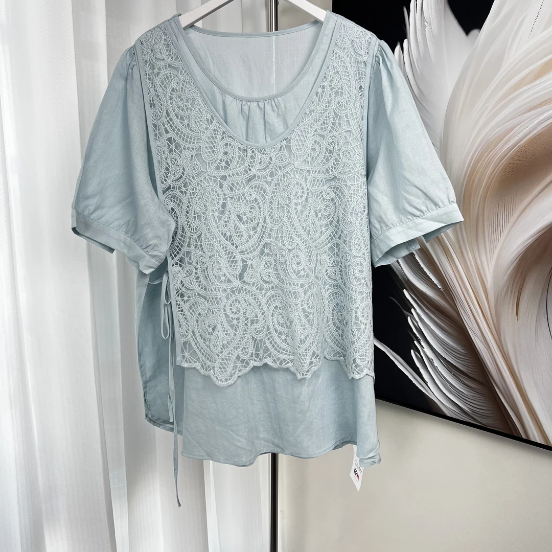 【妃儿红】T高品质夏季气质镂空短袖上衣N0退NO换-7192