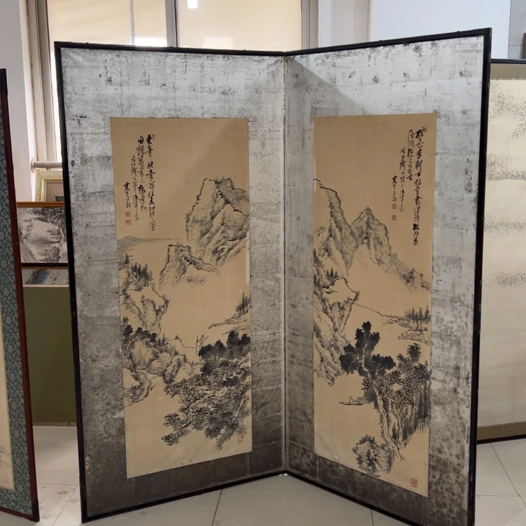绘画屏风框画茶空间设计