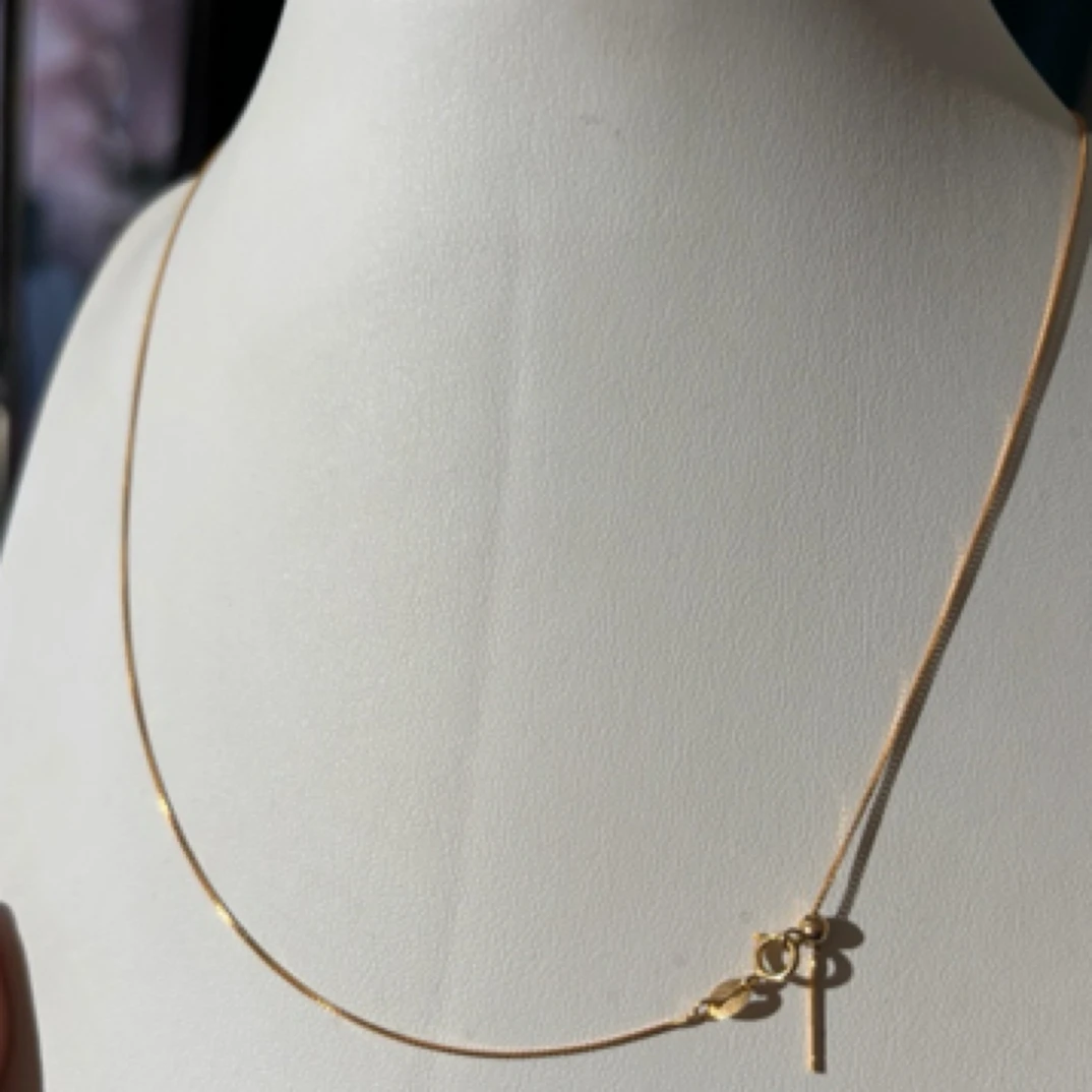 925银银制品 s925万能链针式链金色小孔吊坠链简约时尚高保色