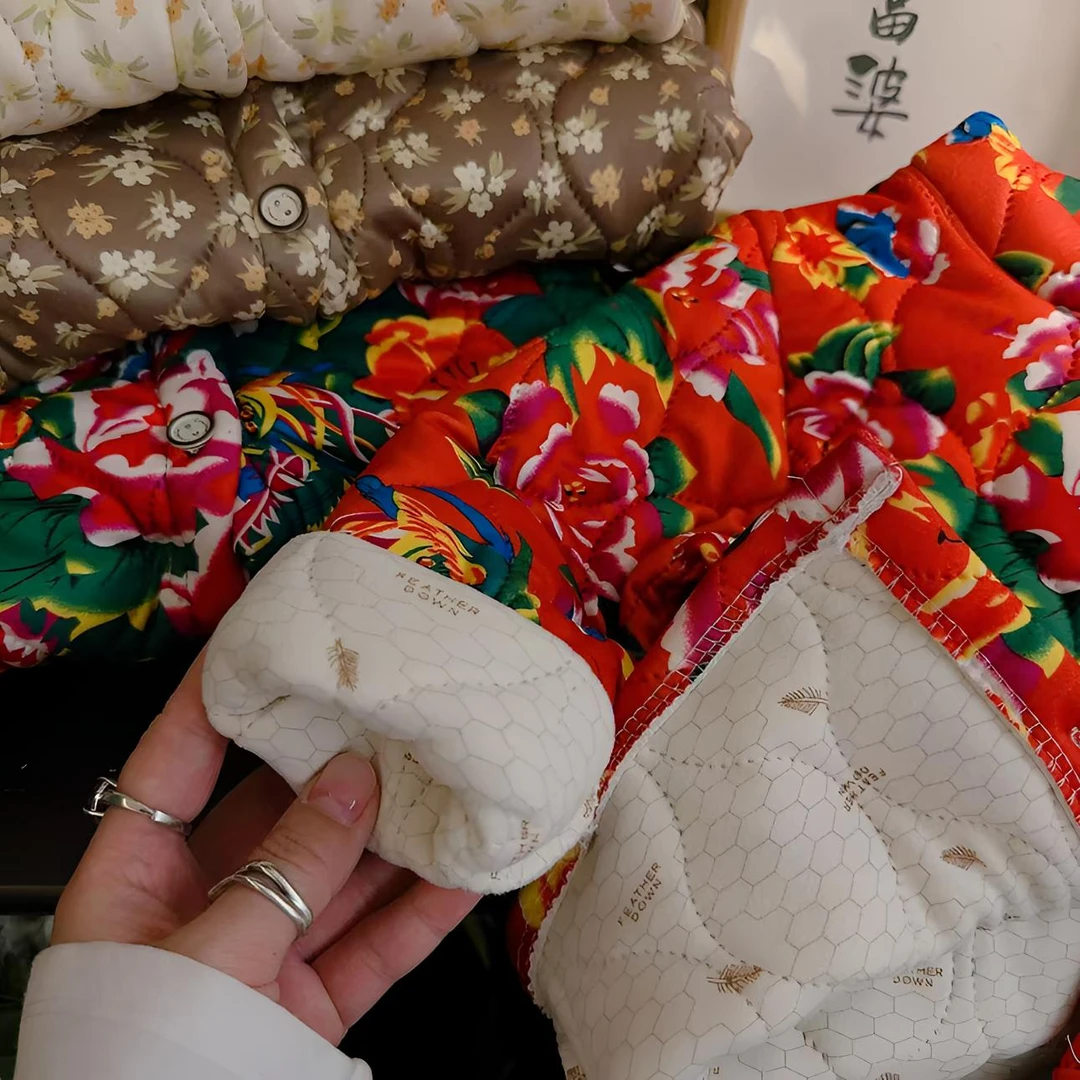 儿童加厚棉袄男女童校服神器外套东北大花袄童装棉服保暖宝宝加绒