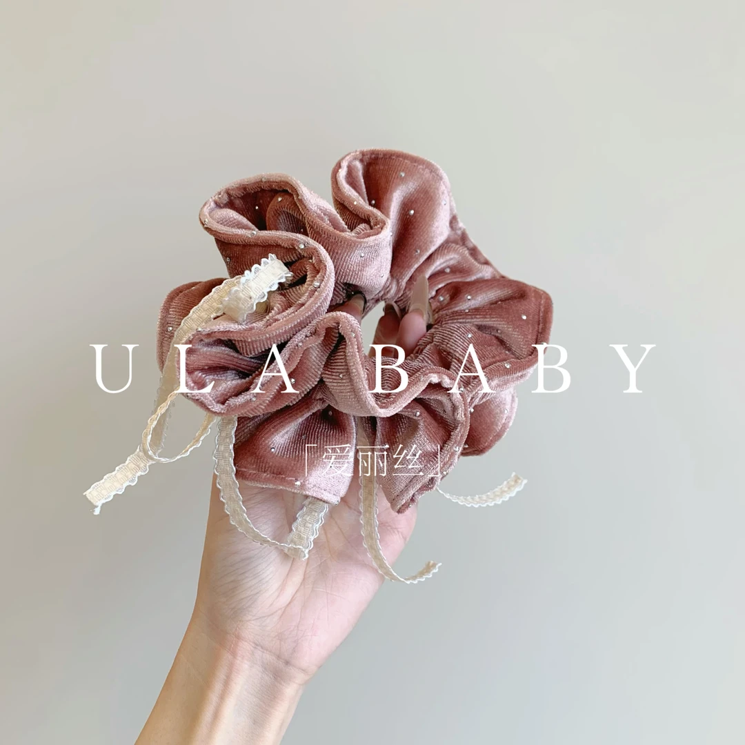 【喜儿ula】11-1-8「爱丽丝」气质星光蝴蝶结飘带大肠褶皱发圈