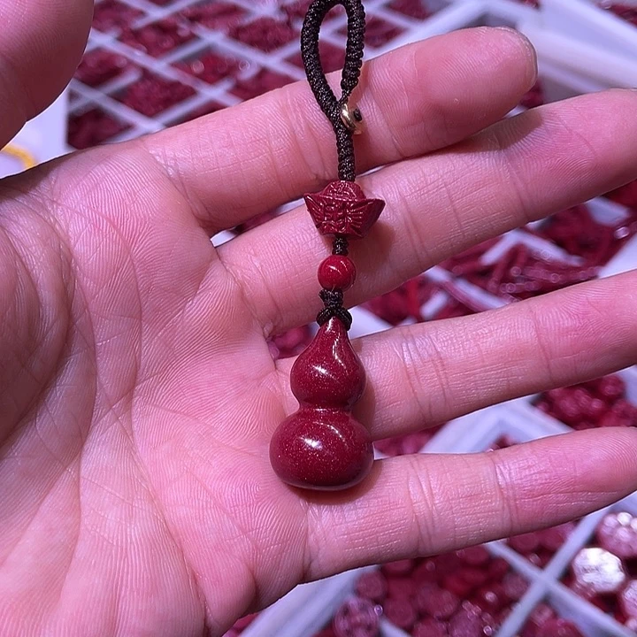 天然辰砂朱砂葫芦钥匙扣送一钥匙扣绳