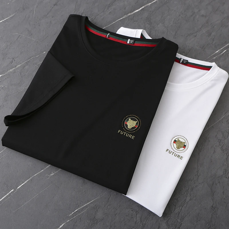 HS164剪标夏季男士短袖圆领T恤天丝含桑蚕丝混纺半袖上衣