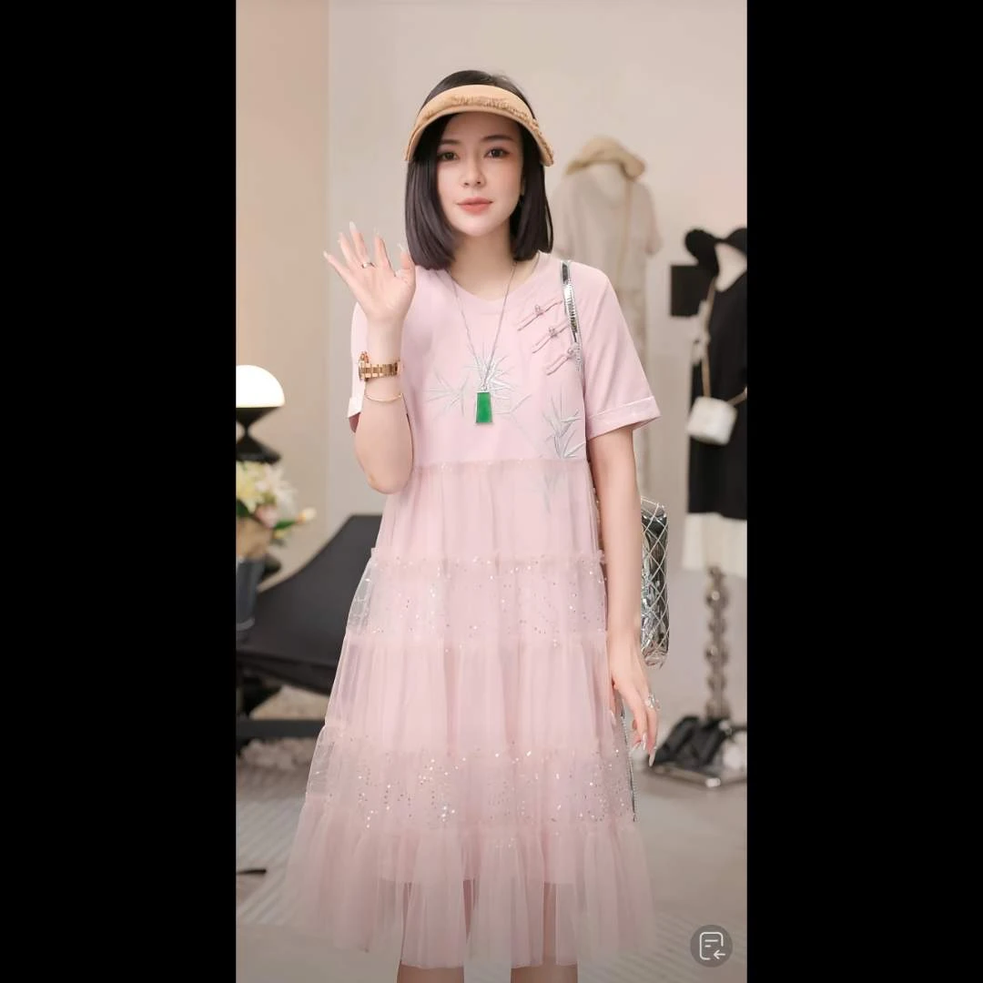 【燕子设计师品牌】夏季清凉小众设计竹子网纱连衣裙X 19160 C