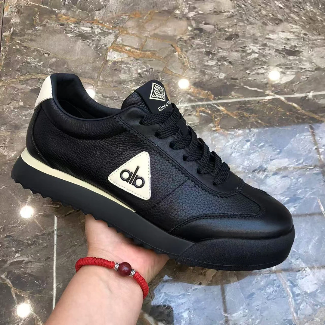 牛皮青年潮鞋男春秋新款潮流休闲男鞋舒适厚底轻便男士阿甘鞋3502