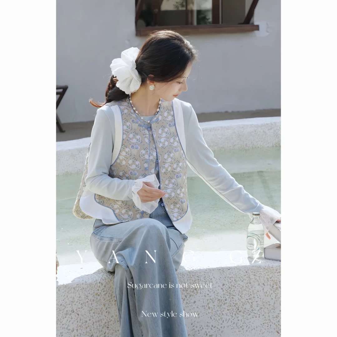 YANG GZ现货【祥云纳福】新中式祥云仿苏锦马甲女 GZ5151GL602001
