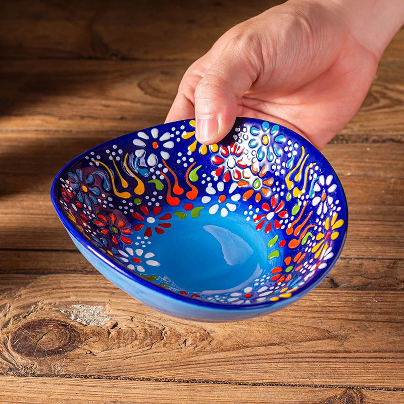 新瓷新疆包邮【海洋之谜】加厚防滑防烫优雅美观元宝小碗一对