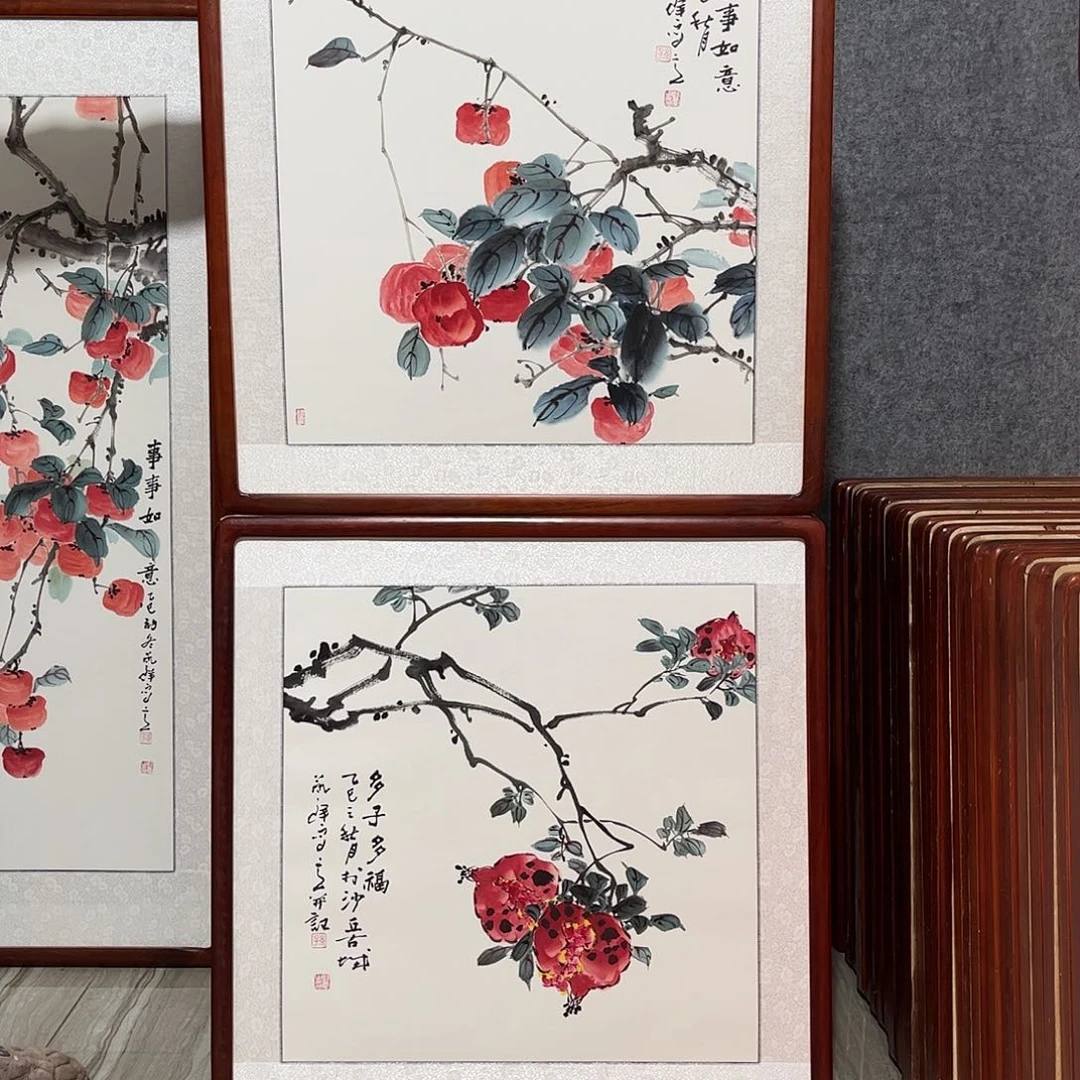 国画书画作品带框63×63