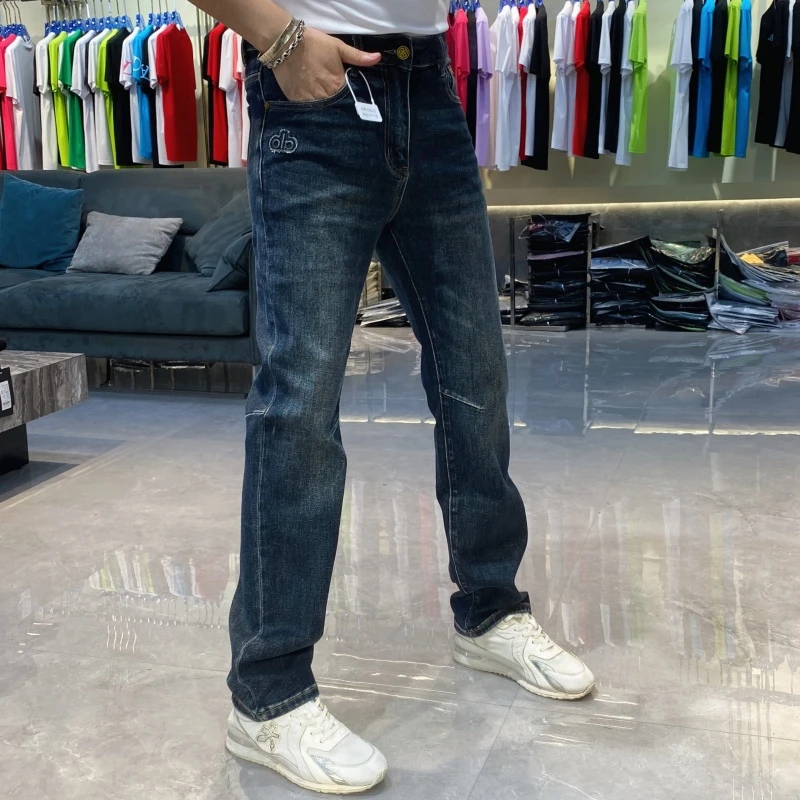 【也许家】新品秋冬高端欧货蓝色宽松直筒裤高品质潮流长裤KK050