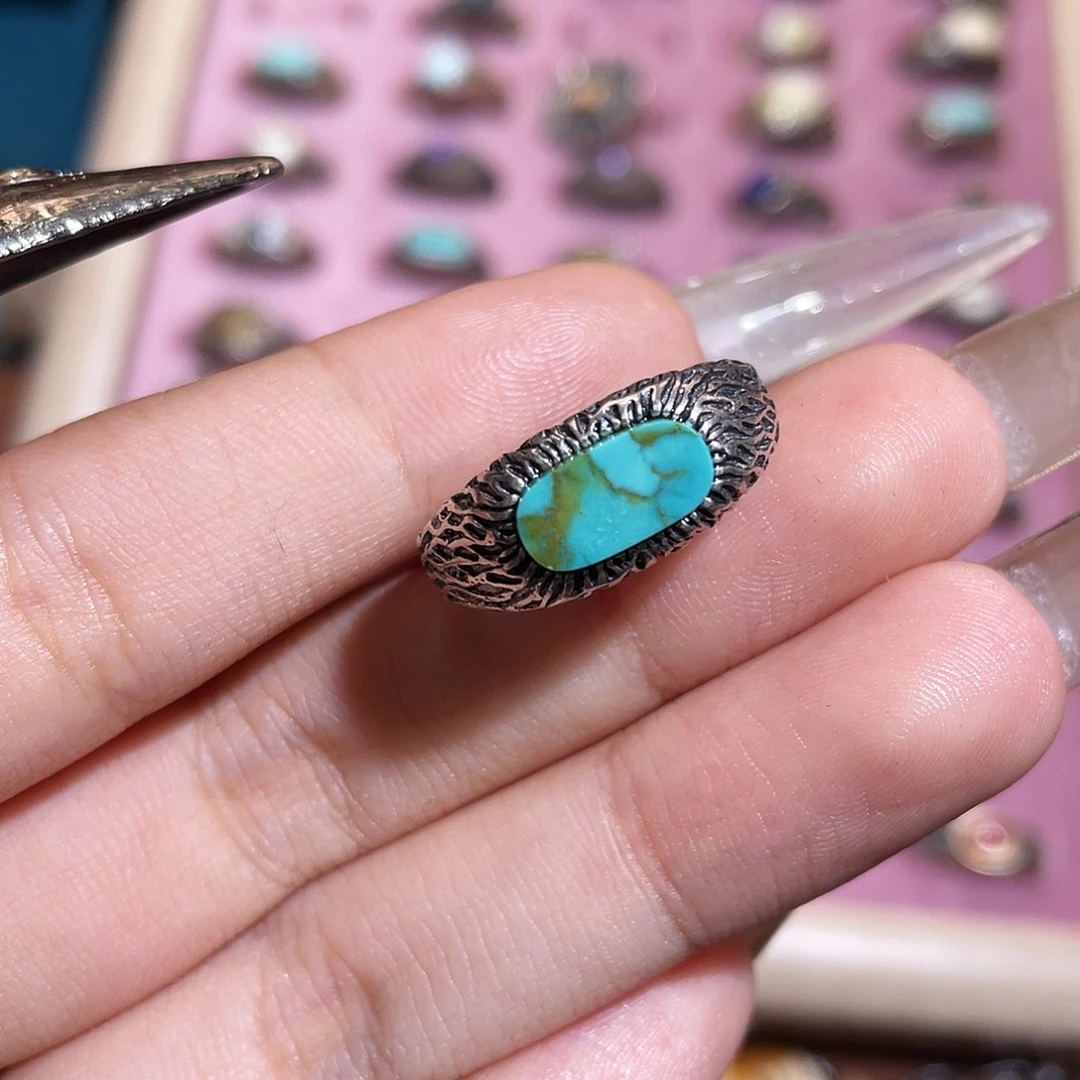 爱***妈绿松石银S925镶嵌戒指