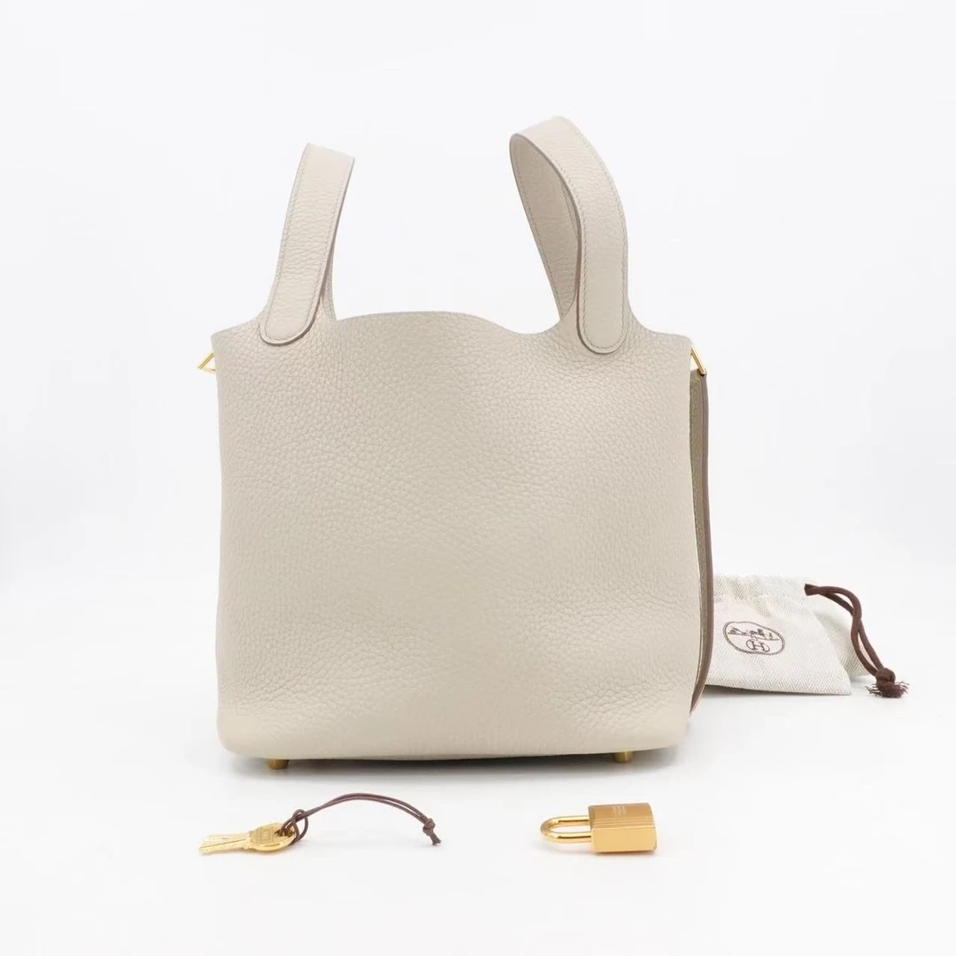 99新 Hermes/爱马仕 Picotin18奶昔白银扣tc/手提包/19180714