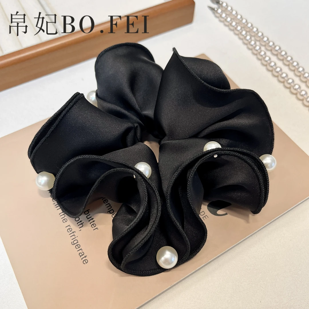 帛妃缎面高级感波浪不扯发气质时尚ins大肠发圈发绳简约皮筋头花