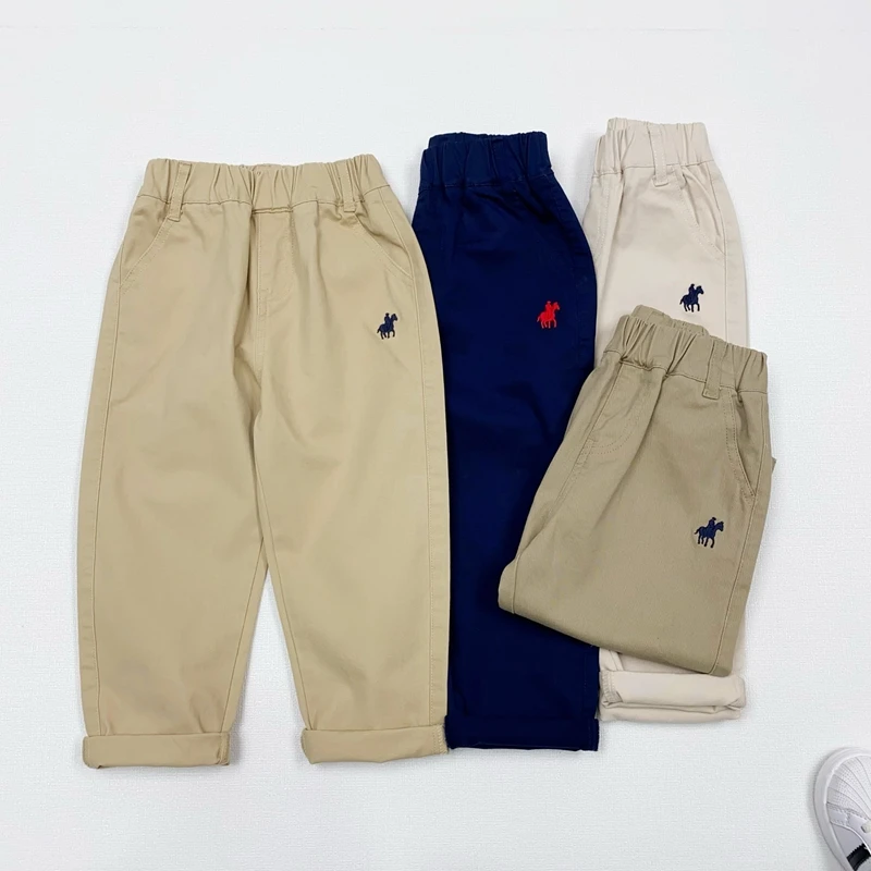 中大童宝宝春秋季新款休闲中腰长裤直筒儿童百搭纯色时尚休闲裤子