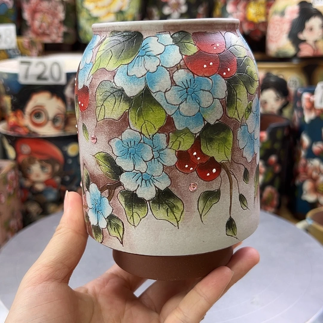 景德镇炫彩手绘景德镇陶瓷花盆