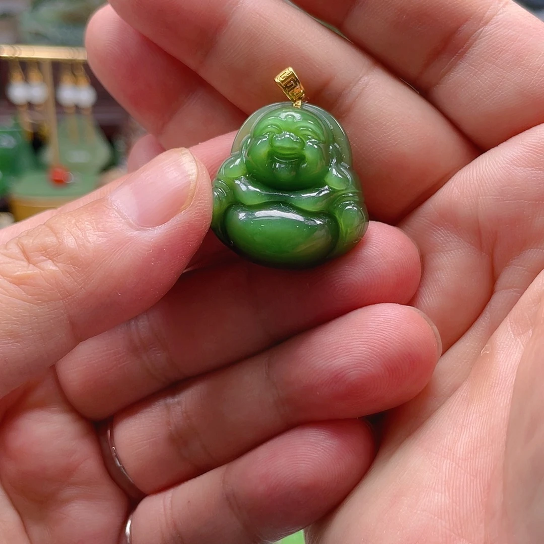和田玉（碧玉）18K金镶嵌颈饰