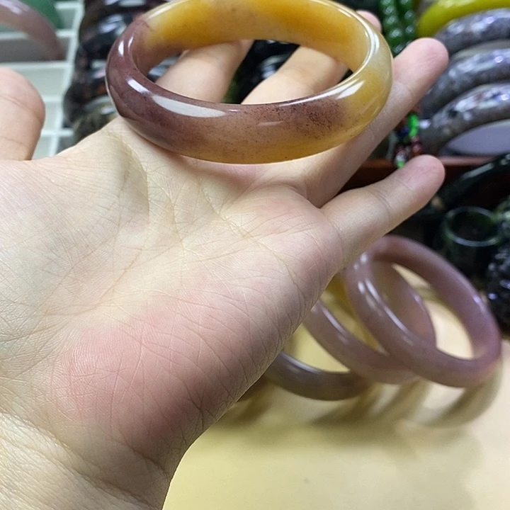 石英质玉（金丝玉）未镶嵌三色镯3号