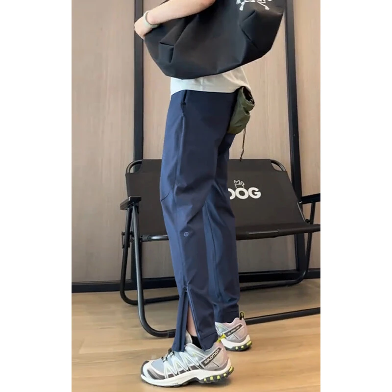 夏季冰丝裤子男款机能拉链户外运动高弹工装裤速干显瘦百搭休闲裤