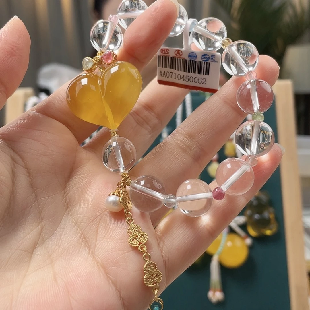 未镶嵌蓝珀裸石蜜蜡手链
