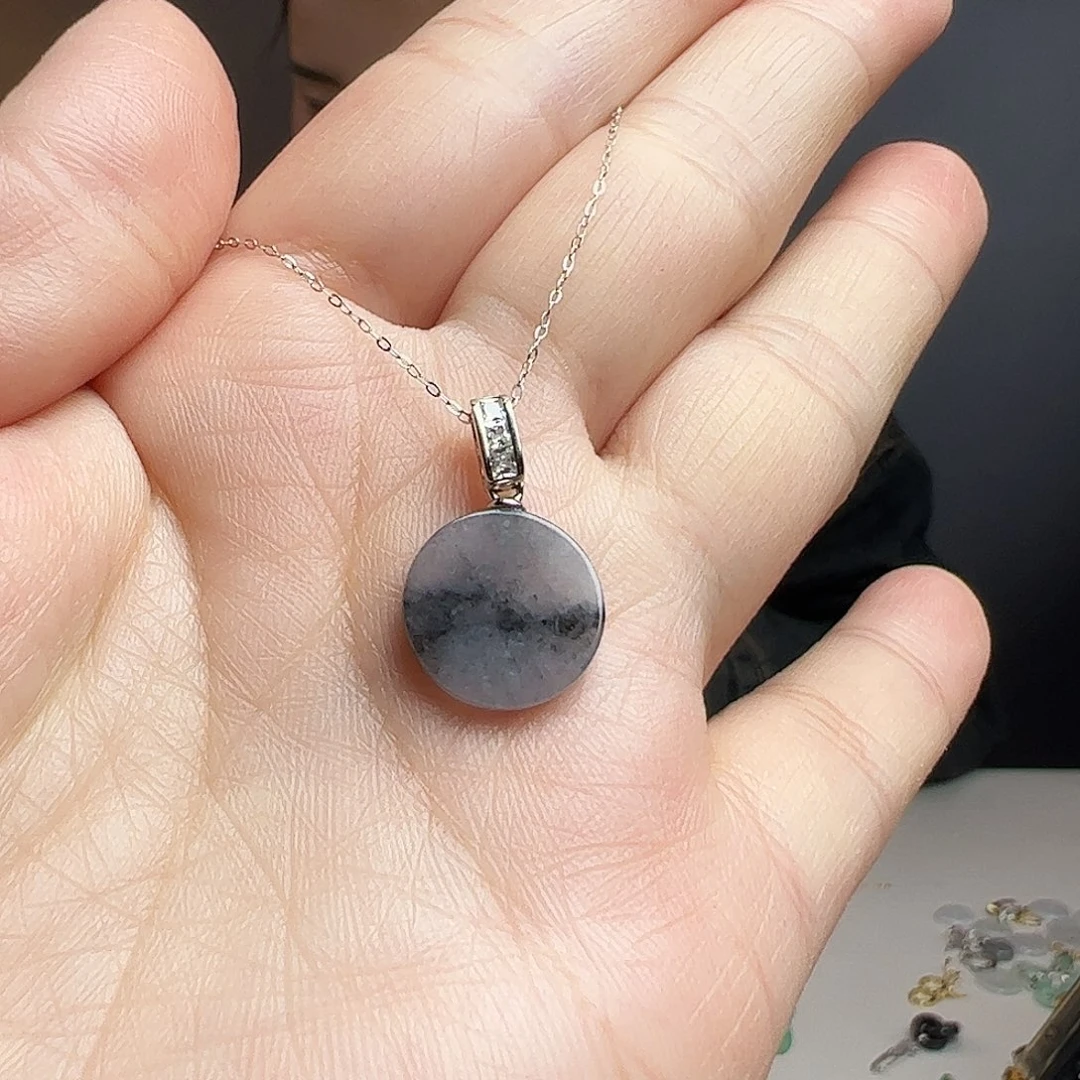 翡翠银S925镶嵌耳饰天然翡翠吊坠赠链