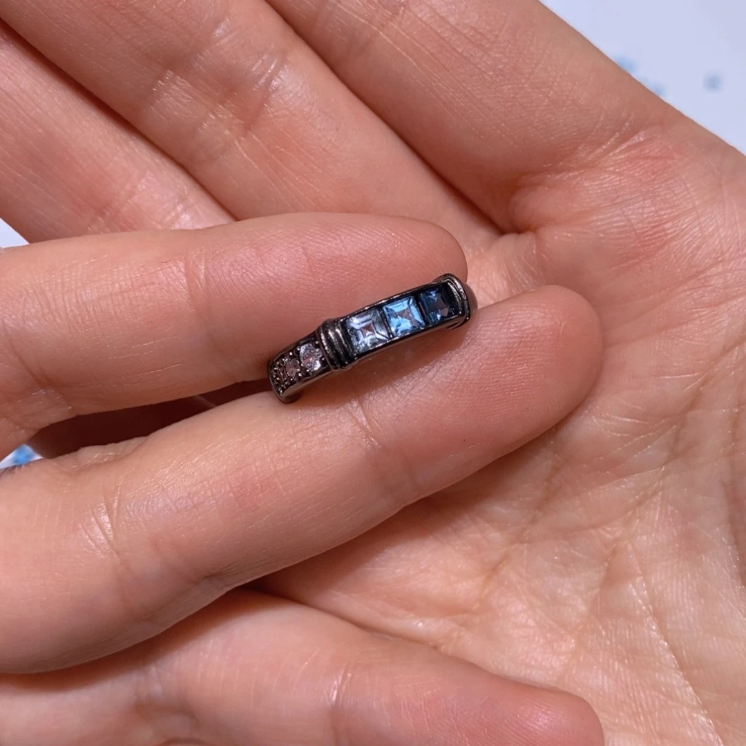 托帕石戒指银S925镶嵌奈*