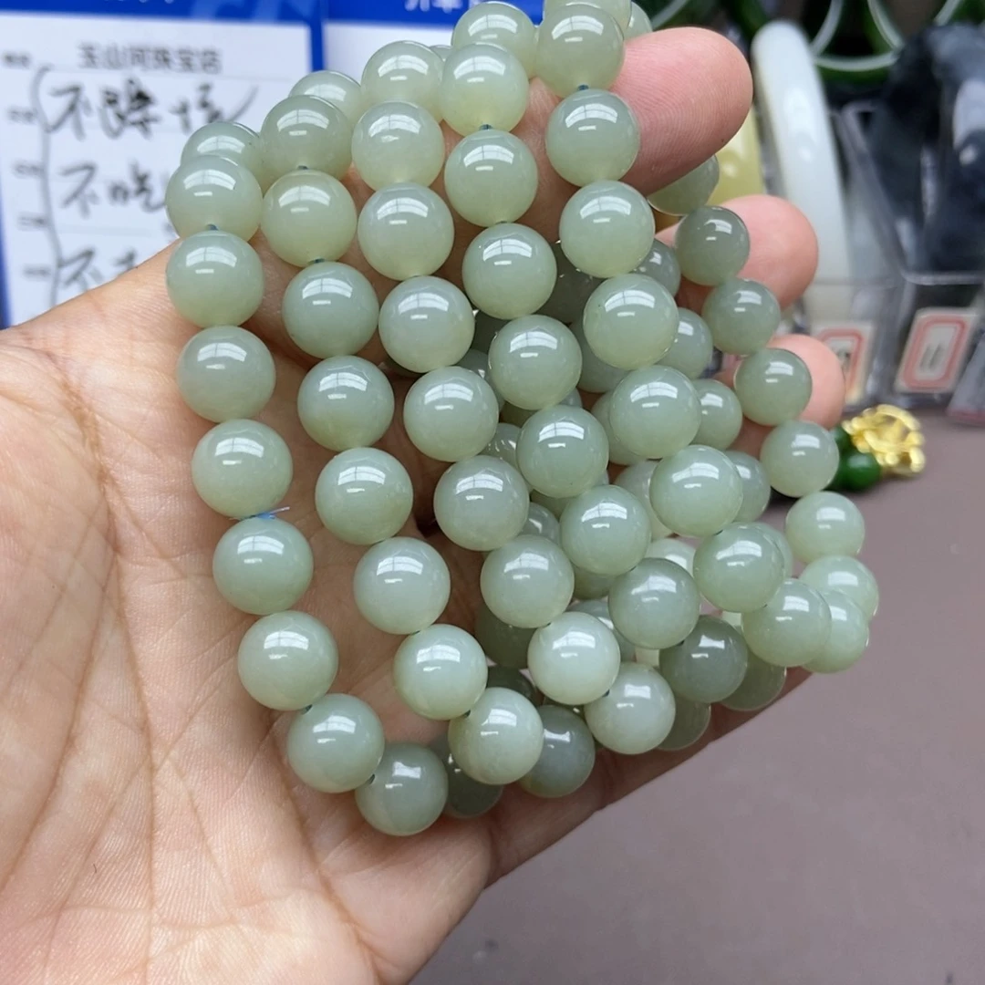 和田玉手串未镶嵌卡10