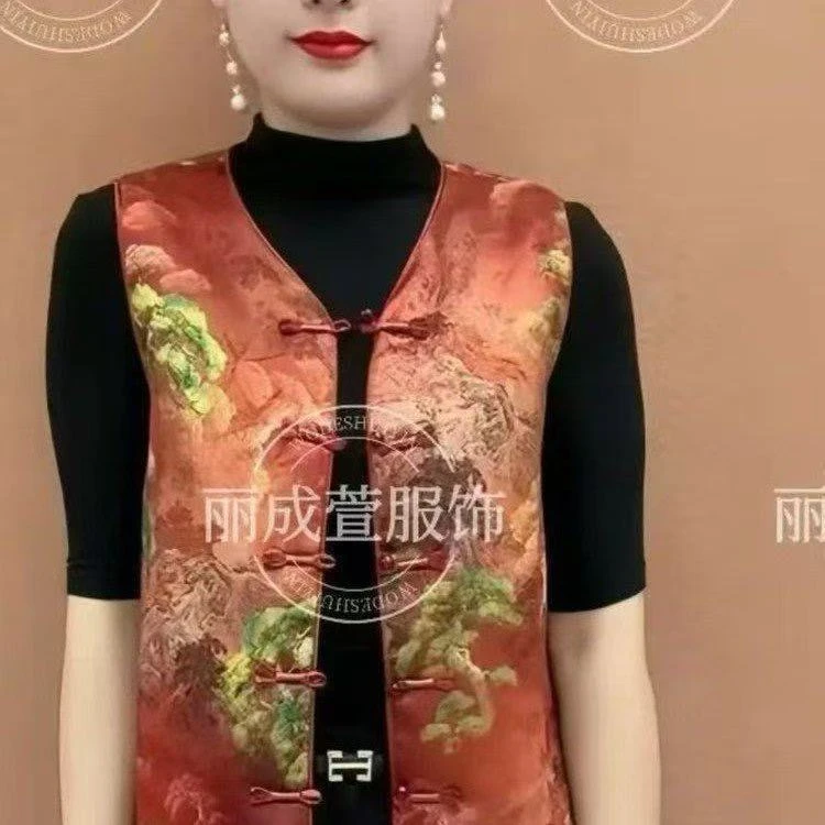 哥弟阿玛施正品中式国风盘扣马甲春秋新款复古女装坎肩洋气减龄显