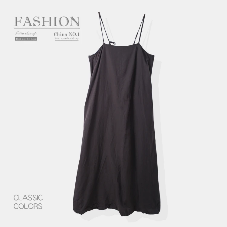 春季新款女士V领吊带裙肩带可调节连衣裙宽松显瘦00527简约舒适