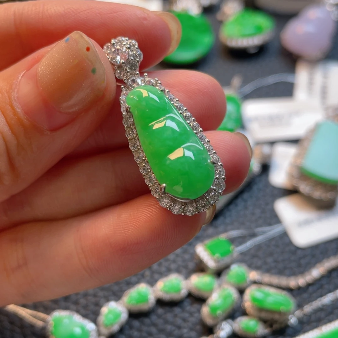 翡翠银S925镶嵌吊坠(不含链)