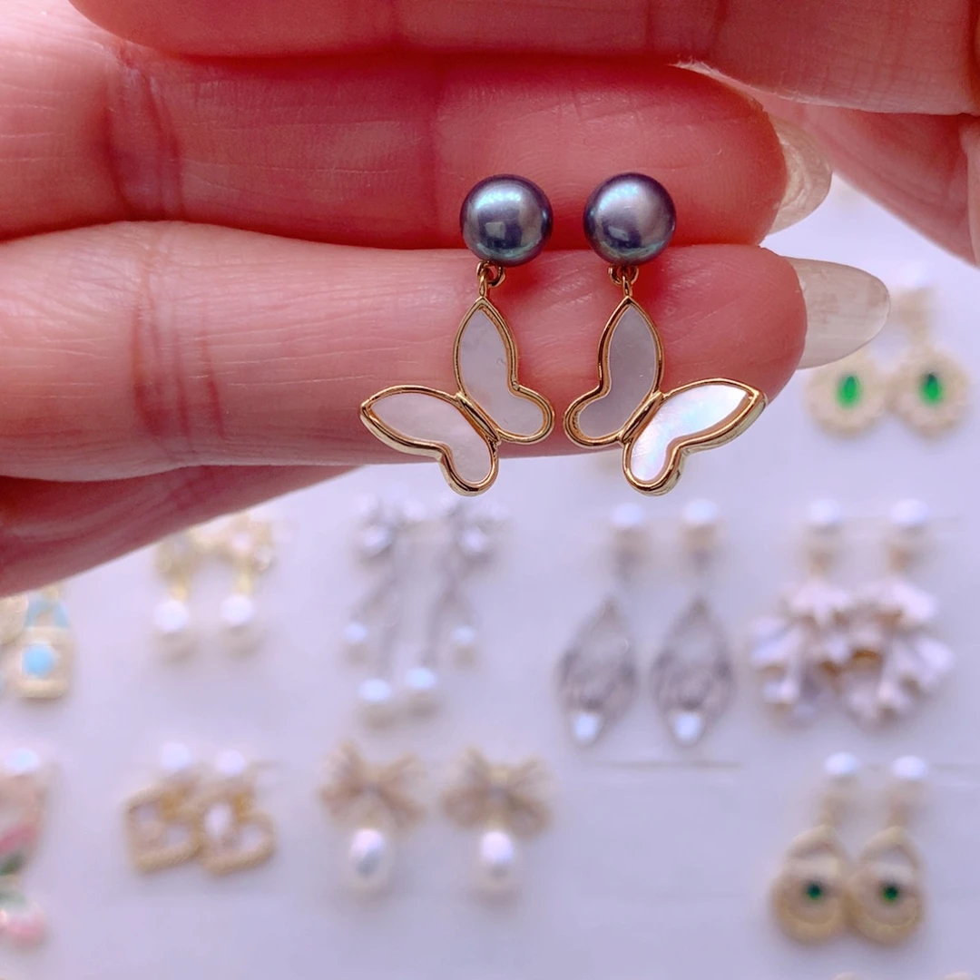 淡水珍珠耳饰合金